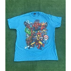 Vintage Mad Engine Marvel Super Heroes Universe Comics T-Shirt Sz. XL Y2K